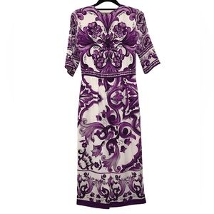 Dolce & Gabbana Purple Floral Midi Dress